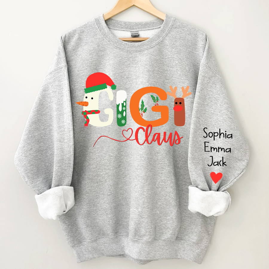 Personalized Gigi claus And Grandkids Merry Christmas Sweatshirt