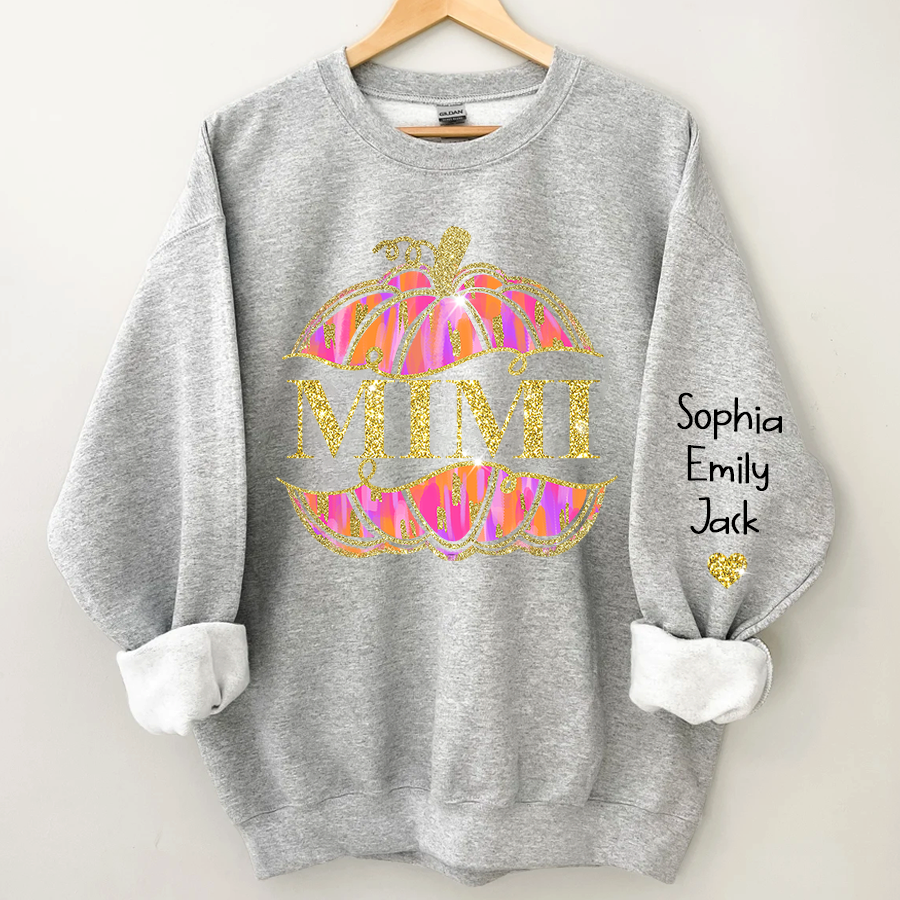 Mimi Pumpkin Glitter And Kids Autumn Sweatshirt