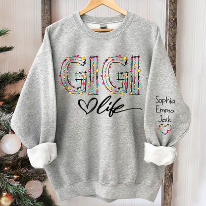 Personalized Gigi life light And Grandkids merry christmas Sweatshirt