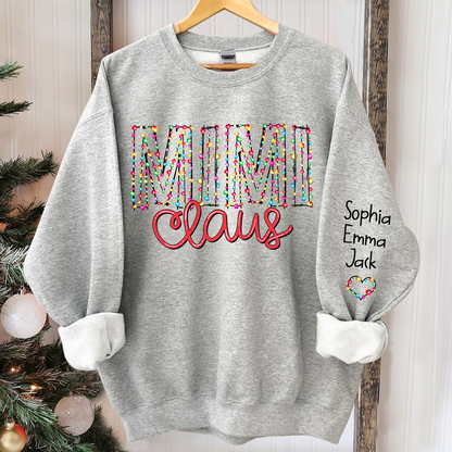 Mimi claus Christmas lights And Grandkids Christmas Merry Sweatshirt