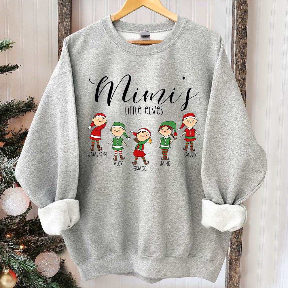 Mimi little elves And Grandkids Christmas Merry Sweatshirt