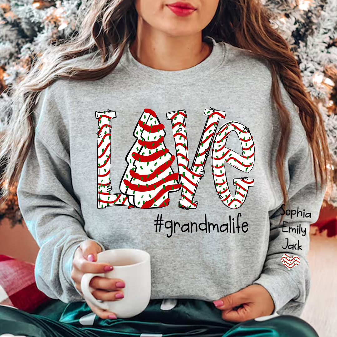 Personalized Love grandmalife Cake Christmas With Grandkids Sweatshirt