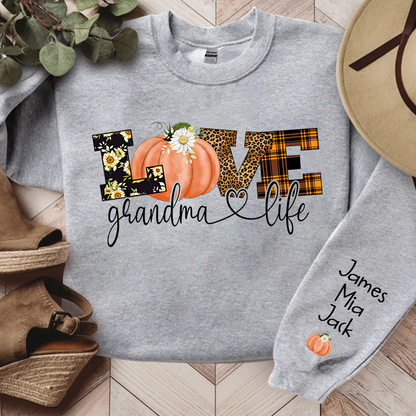 Personalized Love Grandma Life Fall Season Pumpkin Sweatshirt