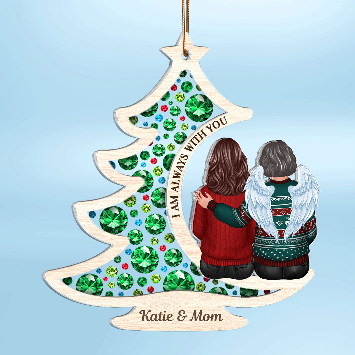 Always With You Gorgeous Christmas Tree Memorial Personalized 2-Layer Acrylic Ornament, Sympathy Gift