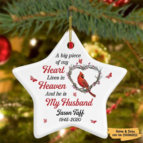 A Big Piece Of My Heart Lives In Heaven Cardinal Personalized Star Ornament