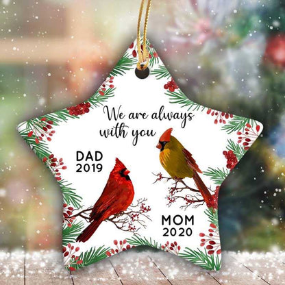 Always With You Holly Branch Christmas Memorial Personalized Star Ornament