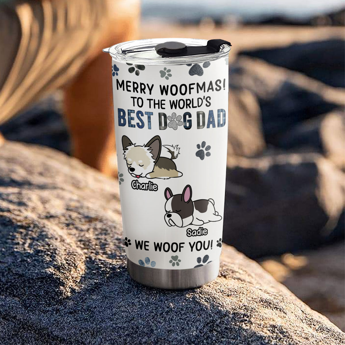 Merry Woofmas Dog Dad - Personalized Custom Tumbler