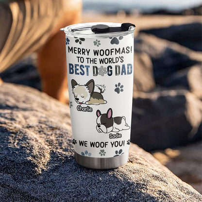 Merry Woofmas Dog Dad - Personalized Custom Tumbler