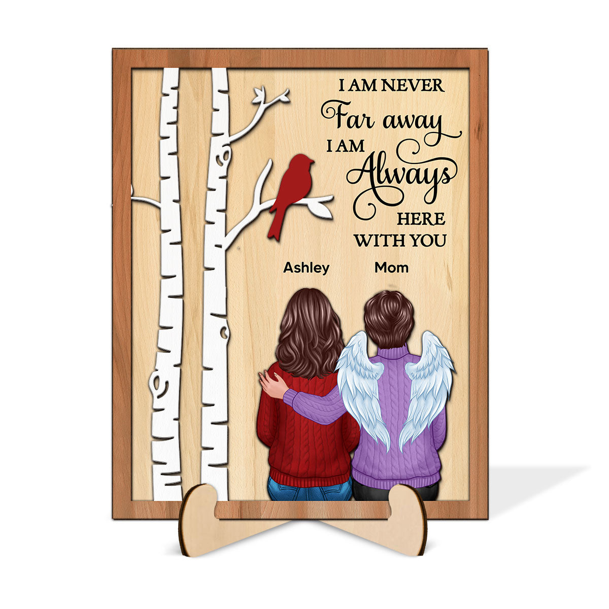 I‘m Never Far Away Family Memorial Sympathy Gift Personalized 2-Layer Wooden Plaque