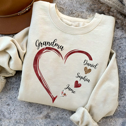 Grandma and Grandkids Hearts, Best Gift Mother's Day, Custom Grandma Shirt, Personalized Mother's Day Shirt