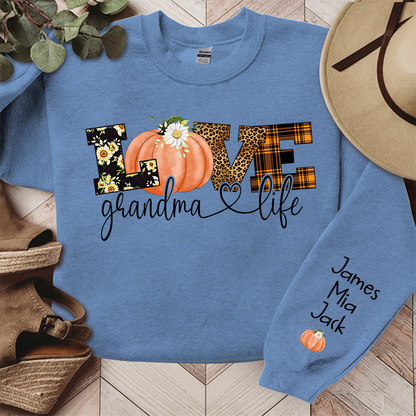 Personalized Love Grandma Life Fall Season Pumpkin Sweatshirt