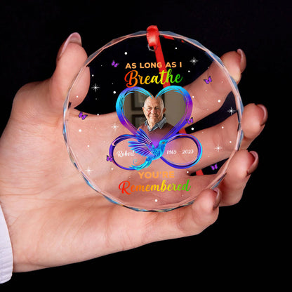 As Long As I Breathe You’Re Remembered Memorial Memorial Glass Ornament, Upload Photo Personalized Memorial Keepsake