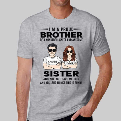 Proud Brother Of Sister Personalized Shirt