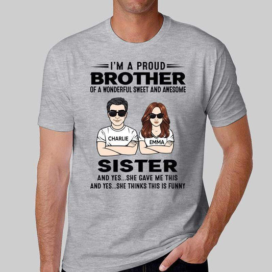 Proud Brother Of Sister Personalized Shirt