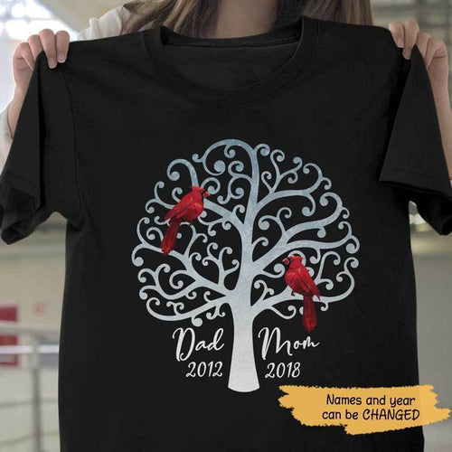 Dad And Mom Cardinals Memorial Personalized Shirt