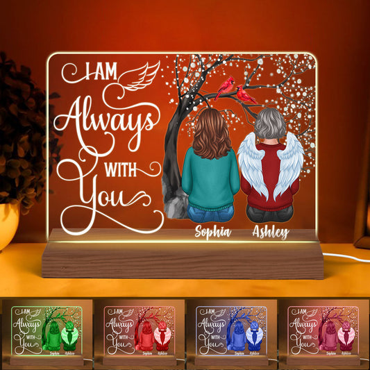 Always With You Personalized Memorial Remembrance Gift Personalized Custom Shape Acrylic Plaque LED Night Light