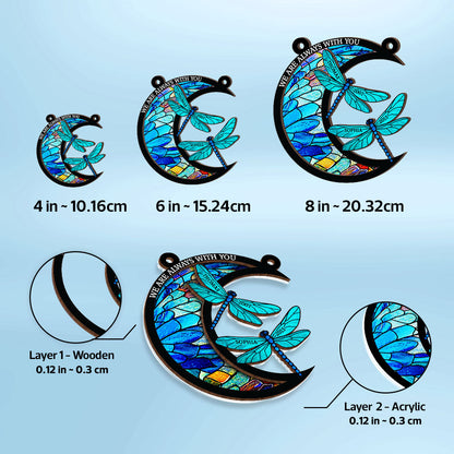 Dragonfly Memory Moon Personalized Window Hanging Suncatcher Ornament, Sympathy Gift For Loved Ones