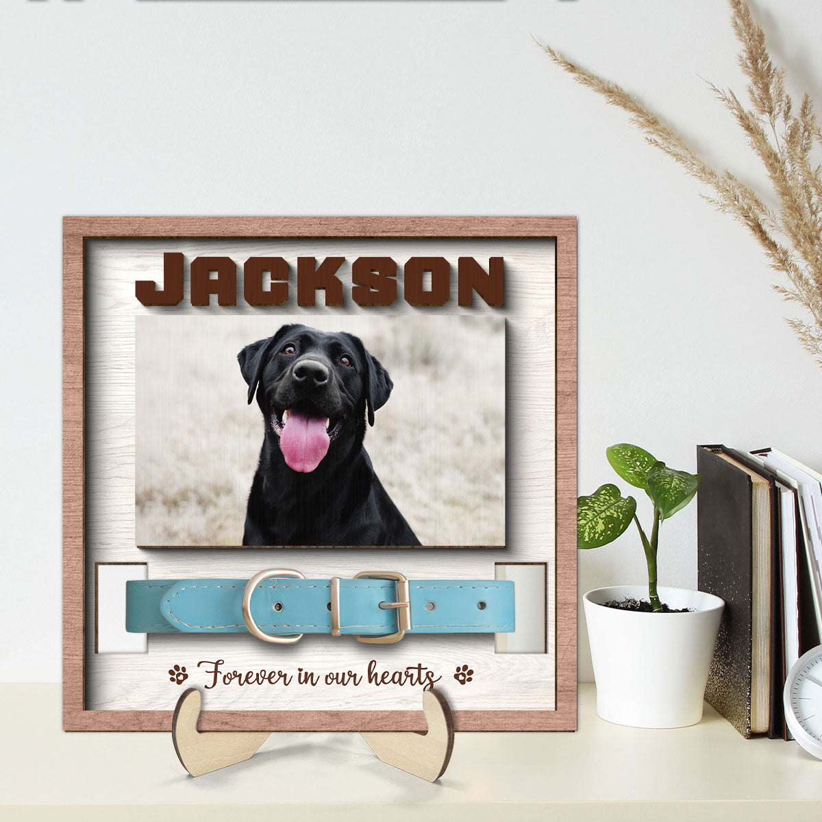 Pet Loss Pet Memorial Remembrance Gift Pet Collar Keepsake Photo Inserted Personalized Wooden Pet Collar Holder