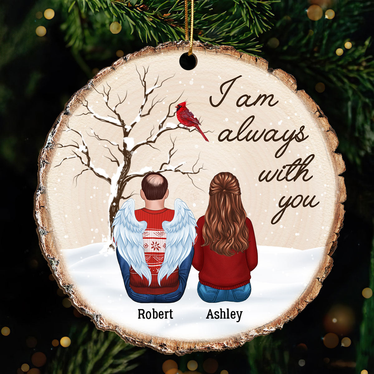 Dry Branch Snowy Always With You Wood Slice Memorial Keepsake Personalized Wooden Ornament