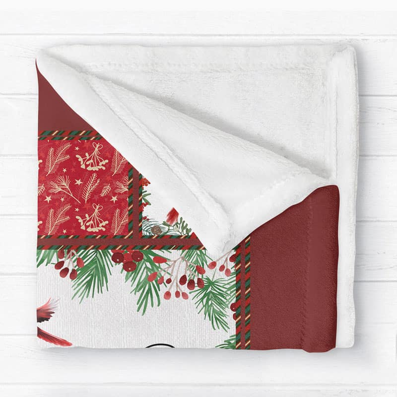 Holly Branch Family Sitting Memorial Personalized Fleece Blanket