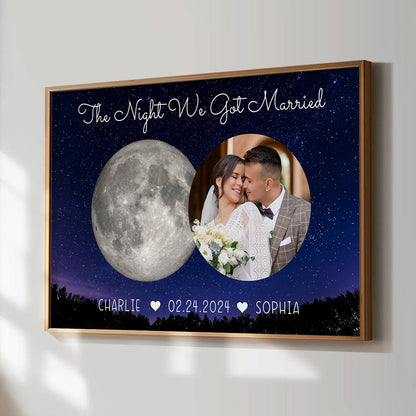The Beginning Of Our Forever Couple Upload Photo Custom Moon Phases Anniversary Date Personalized Poster, Anniversary Gift, Wedding Gift For Couple