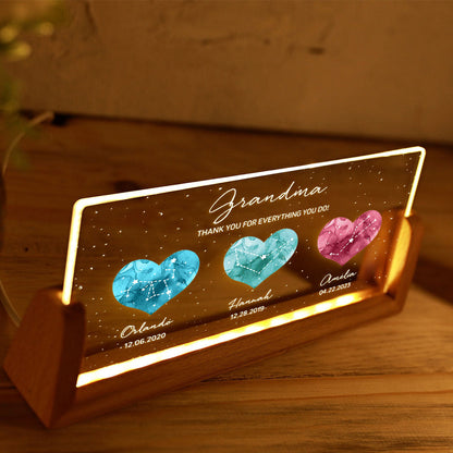 Birthstone Constellations Personalized U-Base Acrylic LED Night Light, Mother's Day Gift, Grandparents Day Gift, Gift for Her, Mom Gift, For Grandma