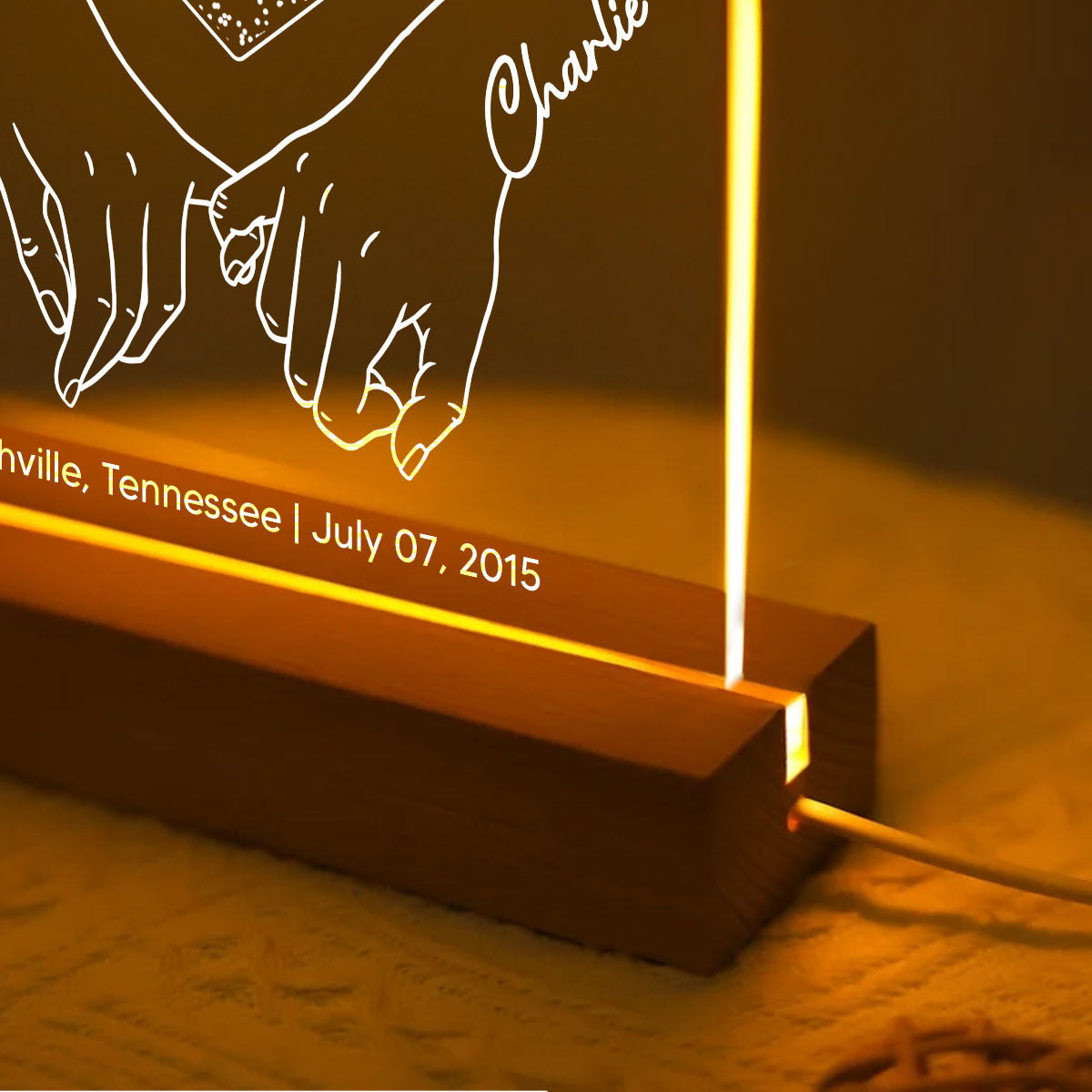 Fingers Hooked Heart Custom Star Map Personalized Acrylic Plaque With LED Night Light, Perfect Anniversary Gift, Love Keepsake For Her, For Him