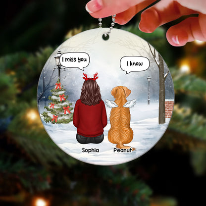 Dog Memorial Sitting On Bench Keepsake Sympathy Gift Personalized Acrylic Ornament