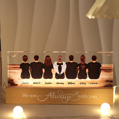 Always With You Family Sitting Retro Vintage Beach Landscape Memorial Personalized Acrylic Block LED Night Light