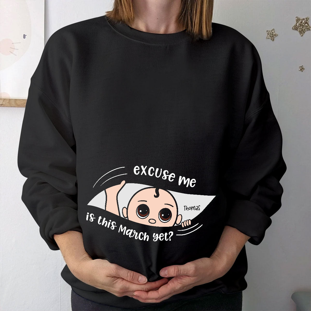 Personalized Maternity Dark Shirt, Excuse Me Is It Yet, Pregnancy Announcement, Expecting Parents