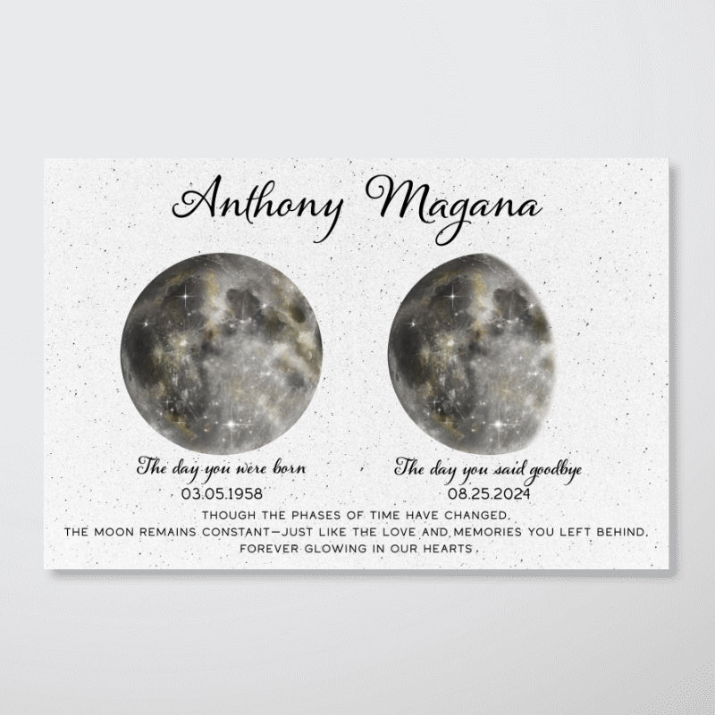 Memorial Keepsake Lost Loved One Moon Phase Art Sympathy Gift Personalized Poster