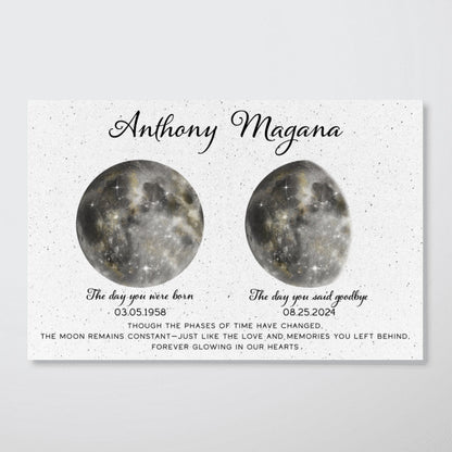 Memorial Keepsake Lost Loved One Moon Phase Art Sympathy Gift Personalized Poster
