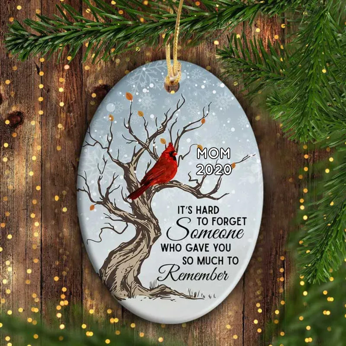 Memorial Cardinal Hard To Forget Personalized Oval Ornament