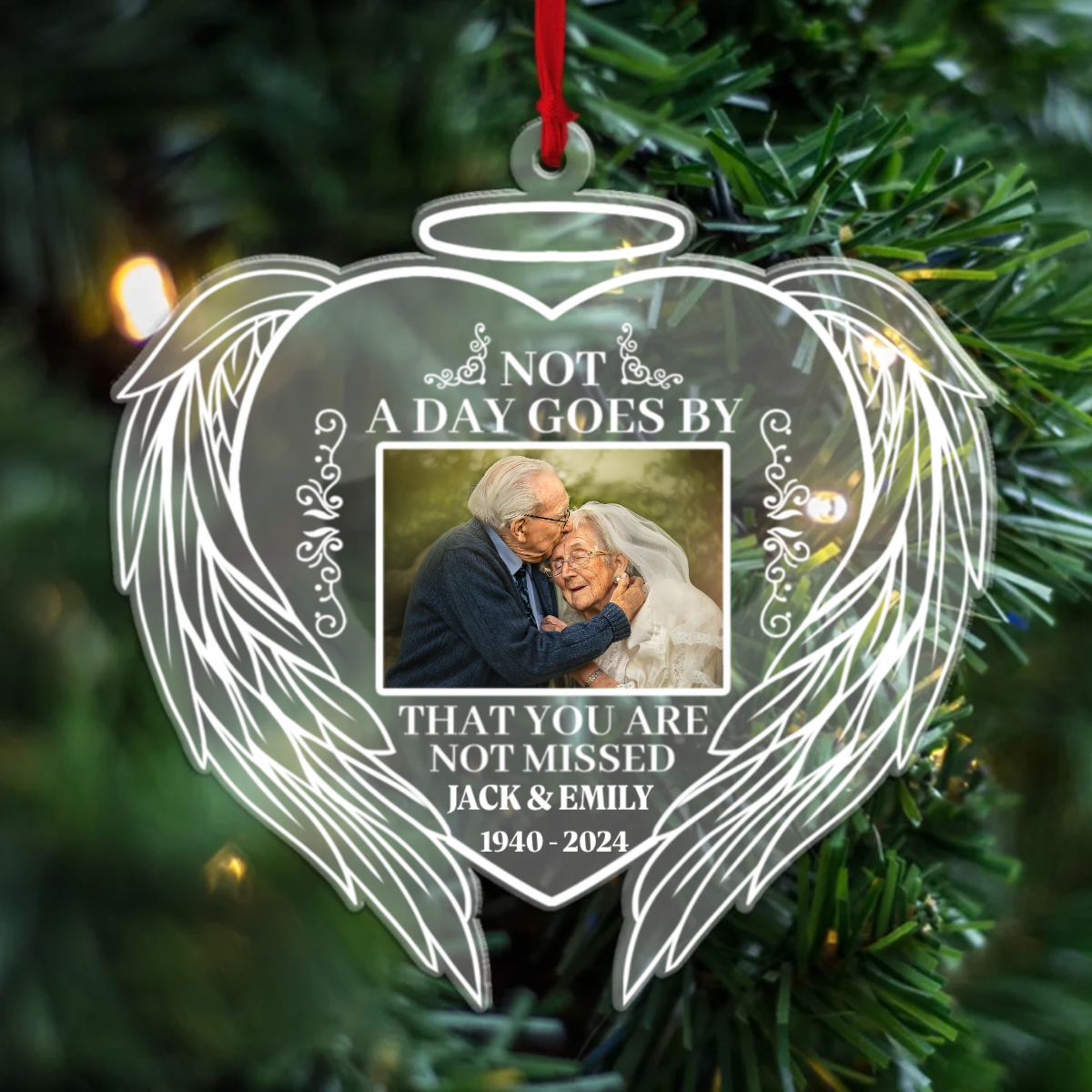 Personalized Not A Day Goes By That You Are Not Missed Ornament, Custom Photo Christmas Acrylic Ornament, Memorial Gifts For Loss Of Loved One