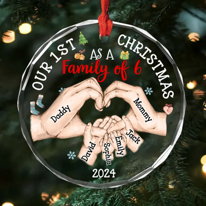 Personalized Baby's First Christmas As A Family Circle Acrylic Ornament