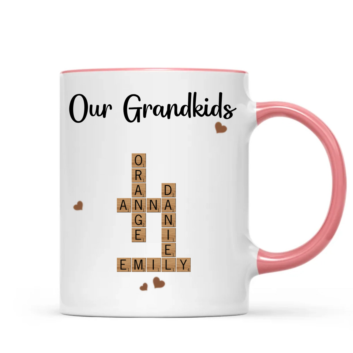 Grandkids Crossword Puzzle Art Personalized Mug, Gift For Grandma, Gift For Mom