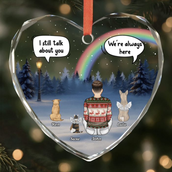 Custom Heart Acrylic Ornament - Personalized Pet Christmas Memorial Sympathy Gifts For Dogs, Cats - Still With Me