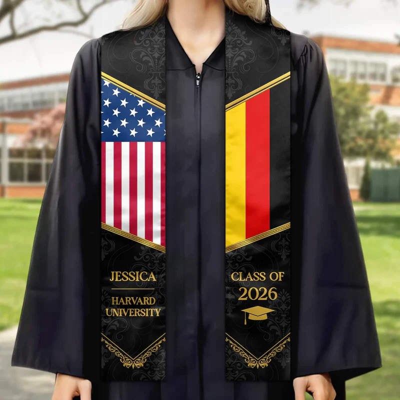 Golden Pattern Congrats Graduation - Personalized Stoles