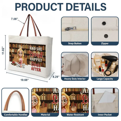 Reading Just A Girl Who Loves Books - Personalized Leather Handle Tote Bag