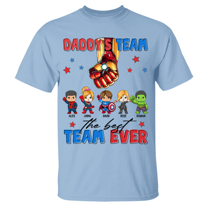 Custom Name Kids Superhero Daddy Team Shirt - Birthday & Father's Day Gift For Dad
