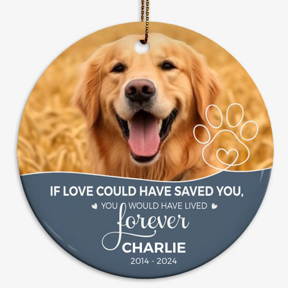 Dog Cat Memorial If Love Could Have Saved You Half Photo Circle Personalized Decorative Christmas Ornament