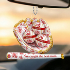 We Caught the Best Mom Toile De Jouy Pattern - Personalized Acrylic Car Hanger - Mother's Day Gift for Mom, Wife