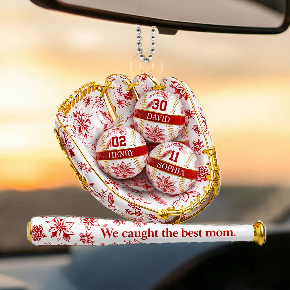 We Caught the Best Mom Toile De Jouy Pattern - Personalized Acrylic Car Hanger - Mother's Day Gift for Mom, Wife