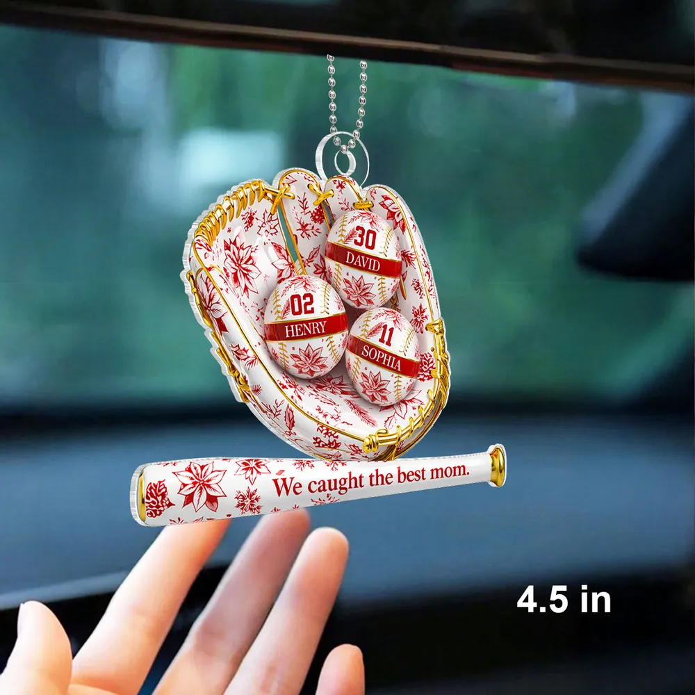 We Caught the Best Mom Toile De Jouy Pattern - Personalized Acrylic Car Hanger - Mother's Day Gift for Mom, Wife