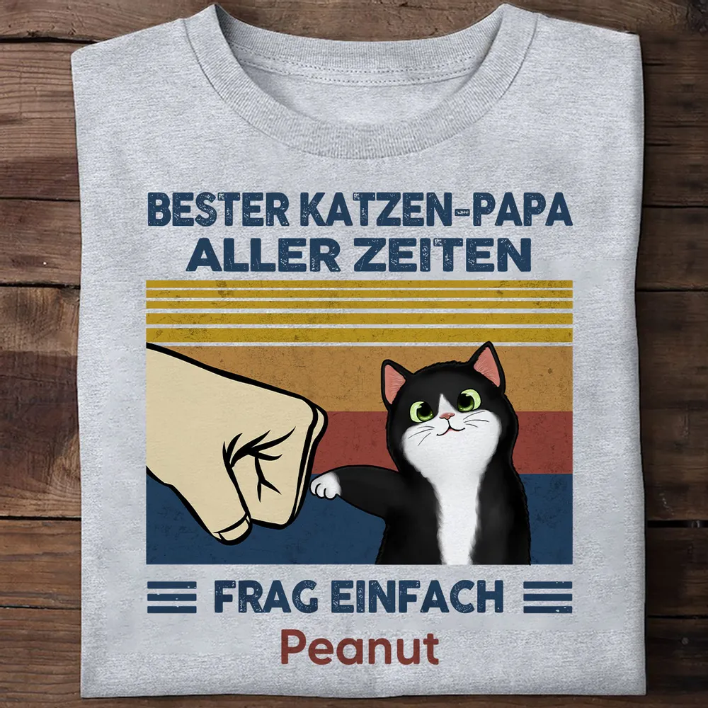 Perfektes Geschenk für Katzenväter – Personalisiertes T-Shirt mit Katzen-Faustgruß