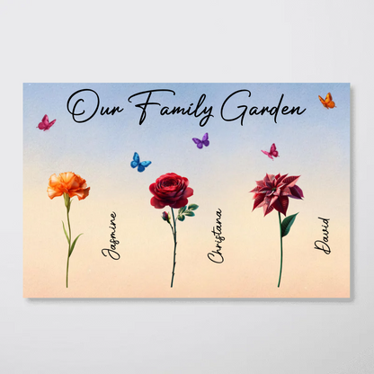 3D Effect Birth Month Flowers Our Family Garden Personalized Poster, Mother's Day Gift For Mom, Grandma