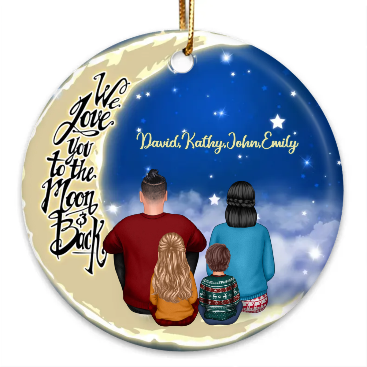 Grandma Grandpa Grandparents Grandkid On Moon Personalized Circle Ornament