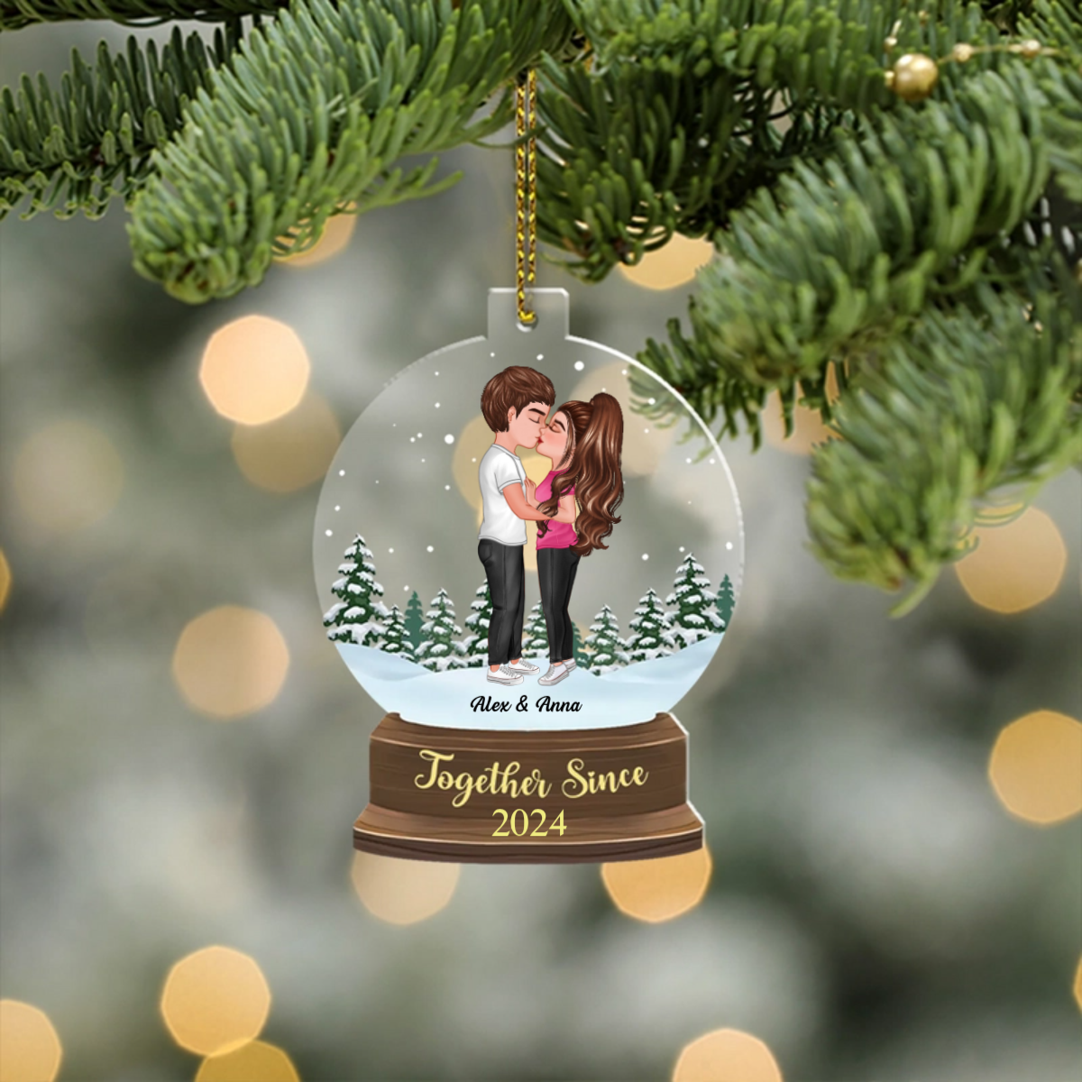 Custom Anniversary Together Since - Personalized Christmas Gifts Custom Acrylic Ornament For Couples, Gift For Him, For Her