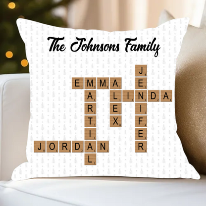 Personalized Family Crossword Puzzle Art Pillow