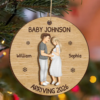 Baby Expecting See You - Personalized Custom Shaped Wooden Ornament